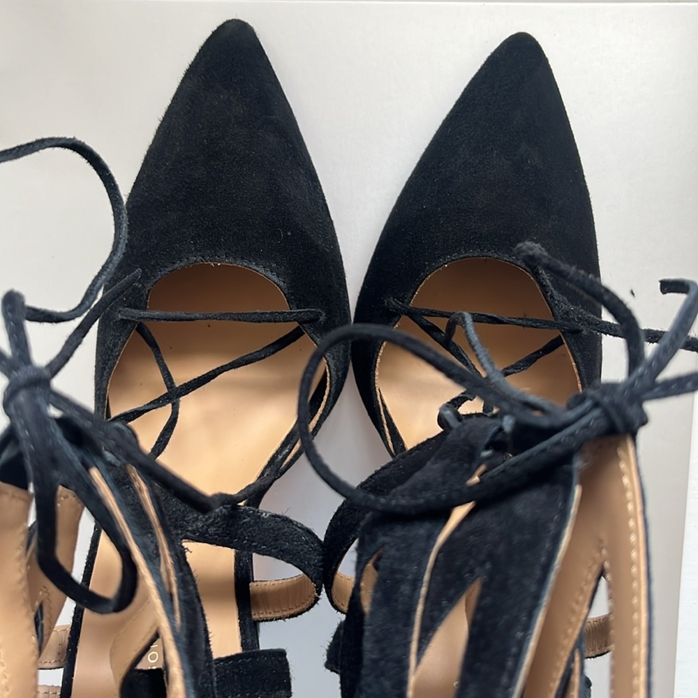 Mercanti Florentini “Ghilli” Designer lace up heels 9 Italy Black Suede - Picture 6 of 9